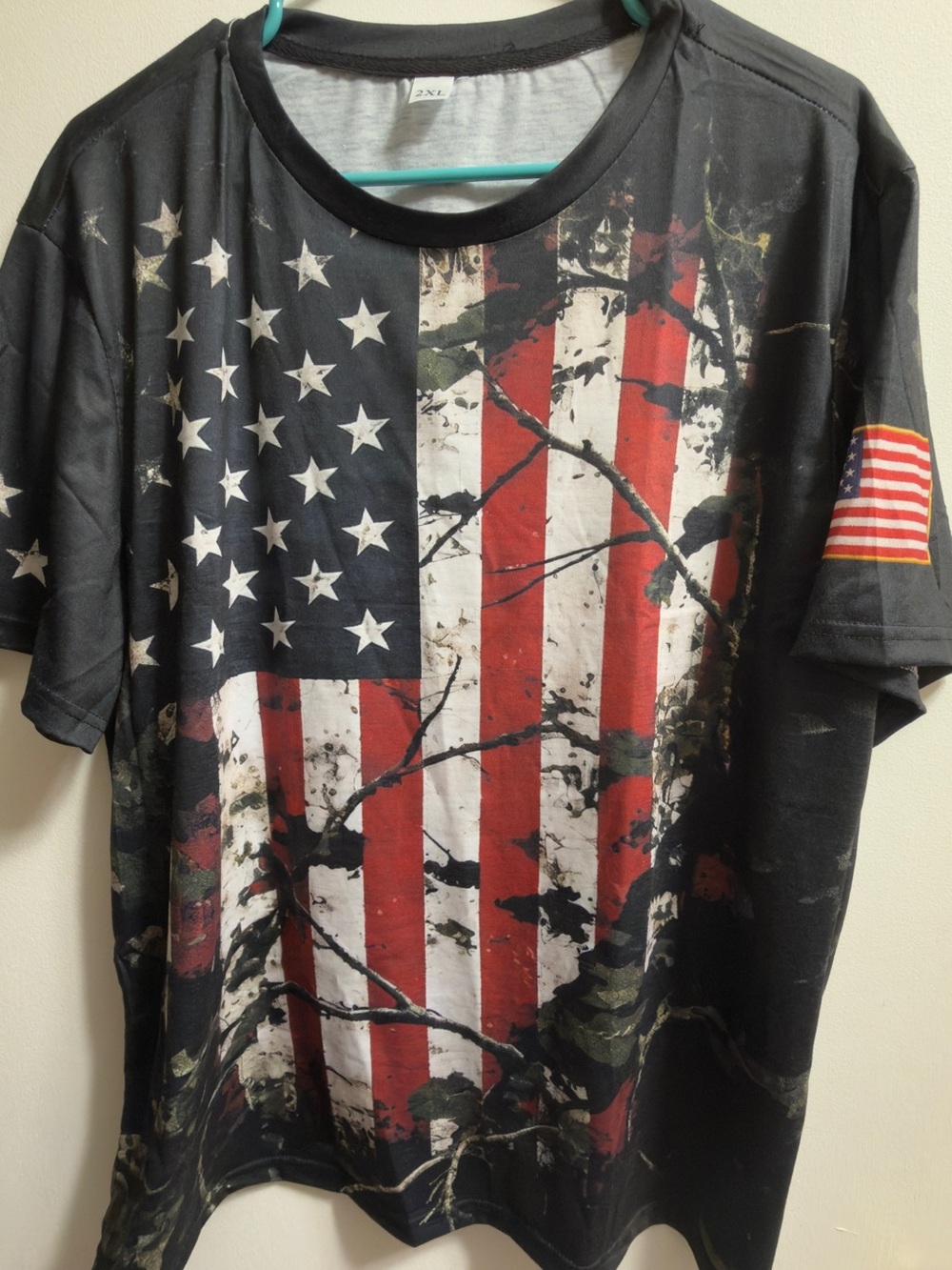 American Flag Graphic Tee — Black, Red, White